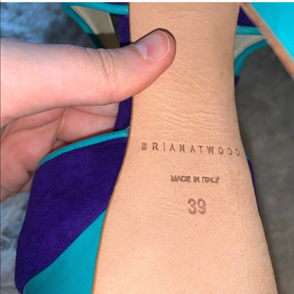 Brian Atwood Color Block Suede Platform Heels Blue - image 6